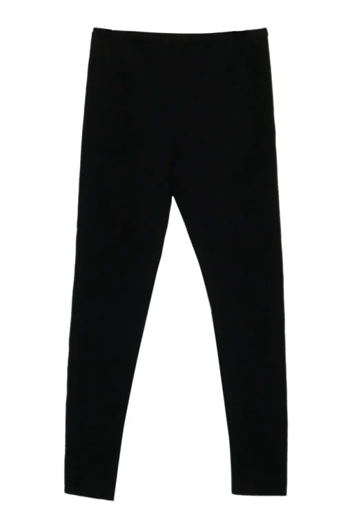 Black wool-blend pull-on fully-fashioned second skin leggings