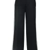 Black wool-blend pull-on high-rise wide-leg tailored trousers
