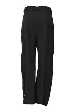 Black wool-blend pull-on high-rise belted cargo trousers