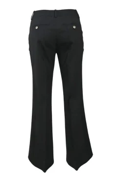 Black wool-blend pull-on low-rise flared tailored trousers