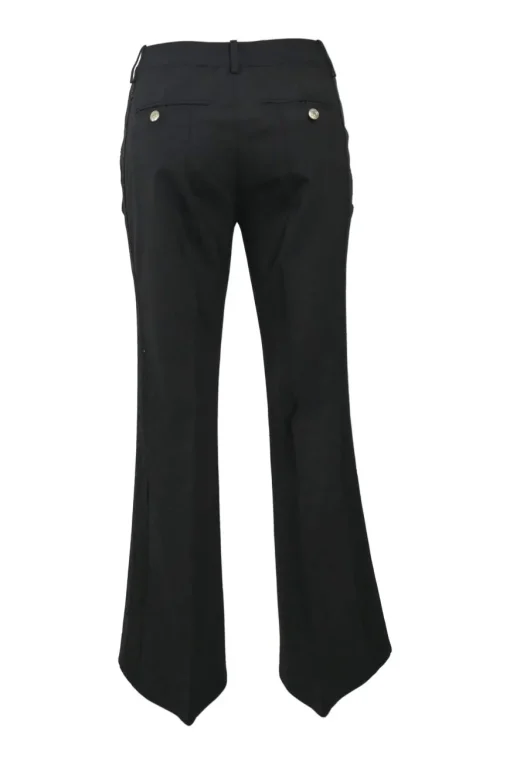 Black wool-blend pull-on low-rise flared tailored trousers