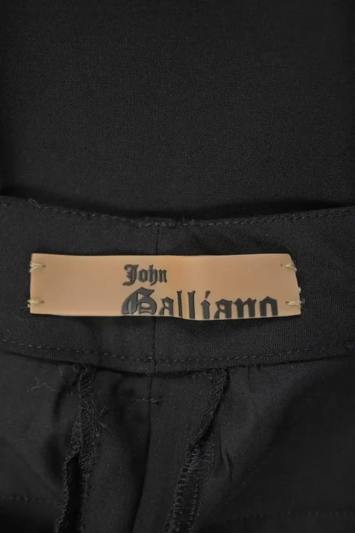 Black wool-blend pull-on low-rise flared tailored trousers