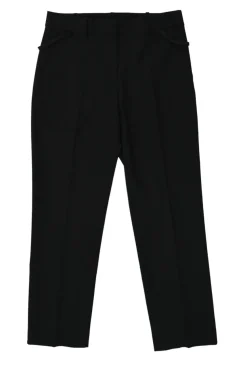 Black wool-blend pull-on straight-leg tailored trousers