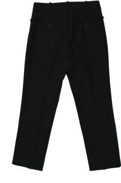 Black wool-blend pull-on straight-leg tailored trousers
