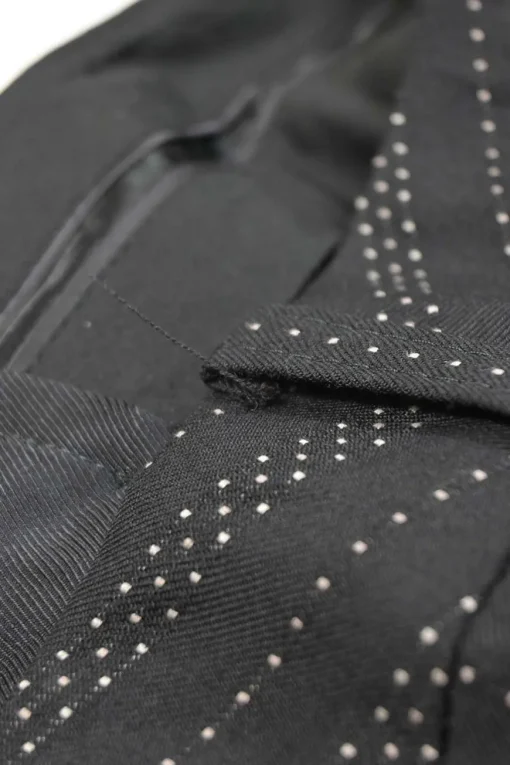 Black wool-blend striped jacquard low-rise flared tailored trousers with extended tab closure