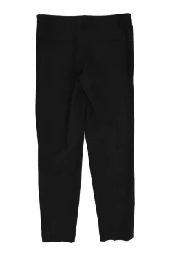 Black wool-blend tapered leg tailored trousers with crystal-embellished belt loop detail