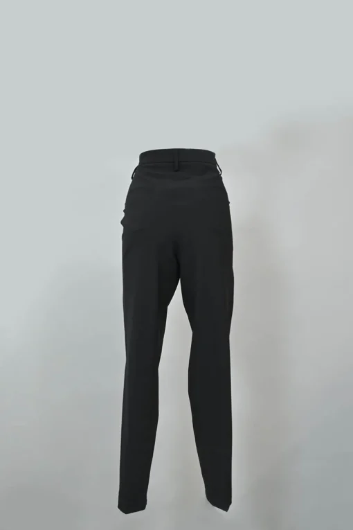 Black wool-blend tapered leg tailored trousers with crystal-embellished belt loop detail