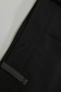 Black wool-blend tapered leg tailored trousers with crystal-embellished belt loop detail
