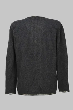 Black wool-cashmere blend funnel collar sleeveless top and open-front flat rib cardigan twin set
