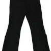 Black wool-silk blend pull-on low-rise flared tailored trousers
