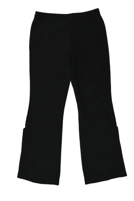 Black wool-silk blend pull-on low-rise flared tailored trousers