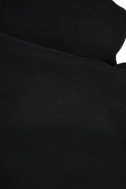 Black wool-silk blend pull-on low-rise flared tailored trousers