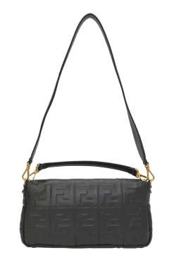 Black Zucca-embossed leather large convertible Baguette bag with detachable straps