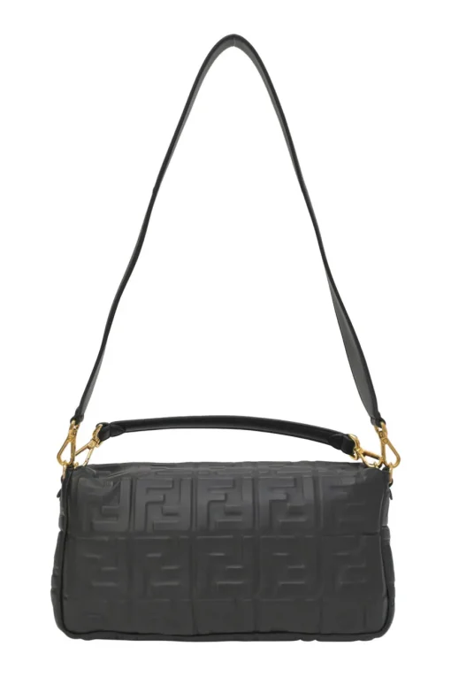 Black Zucca-embossed leather large convertible Baguette bag with detachable straps