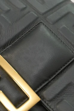 Black Zucca-embossed leather large convertible Baguette bag with detachable straps