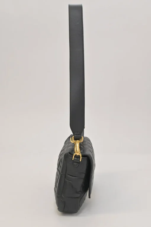 Black Zucca-embossed leather large convertible Baguette bag with detachable straps
