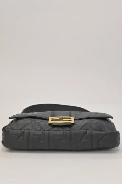 Black Zucca-embossed leather large convertible Baguette bag with detachable straps