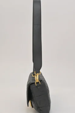 Black Zucca-embossed leather large convertible Baguette bag with detachable straps