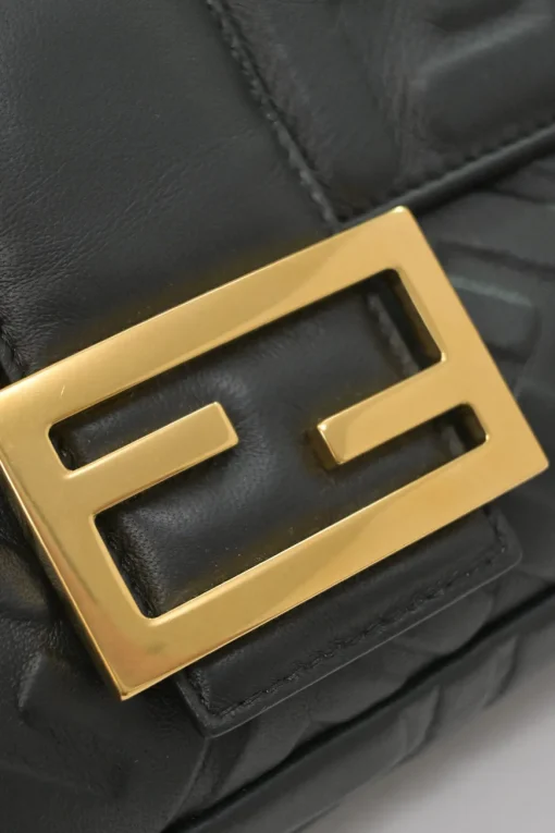 Black Zucca-embossed leather large convertible Baguette bag with detachable straps