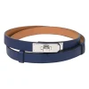 Bleu Saphir epsom leather Kelly 18 belt with palladium-plated buckle