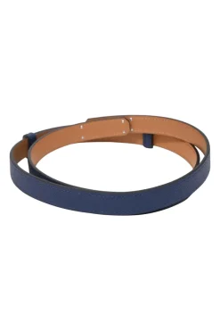 Bleu Saphir epsom leather Kelly 18 belt with palladium-plated buckle