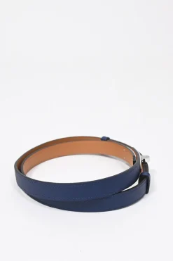 Bleu Saphir epsom leather Kelly 18 belt with palladium-plated buckle