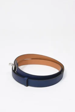 Bleu Saphir epsom leather Kelly 18 belt with palladium-plated buckle