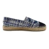 Blue and black check tweed bouclé tweed slip-on espadrilles with Coco Mark embroidered appliqué