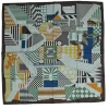 Blue and brown silk Promenade Au Faubourg print 90 scarf