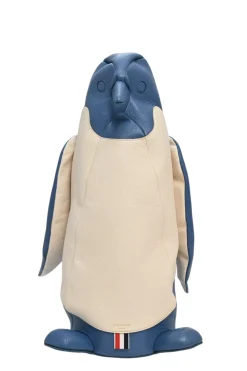 Blue and cream pebble grained calfskin Bicolo Penguin bag