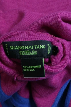 Blue and fuchsia cashmere-blend reversible stand collar Tang cardigan jacket
