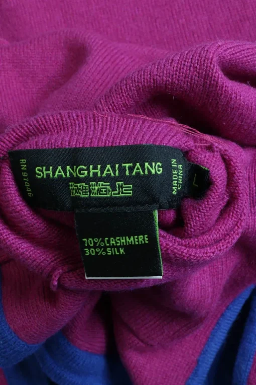 Blue and fuchsia cashmere-blend reversible stand collar Tang cardigan jacket