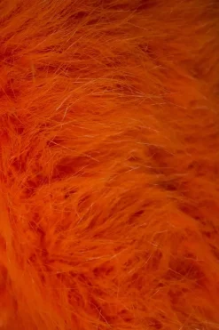 Blue and orange colour-blocking faux fur stole