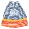 Blue and orange Tencel-blend striped voile pull-on high-rise A-line circle skirt