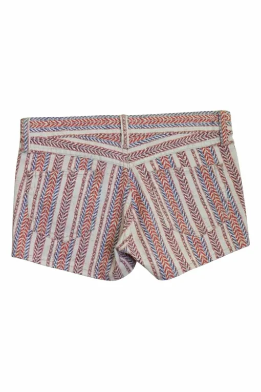 Blue and red textured cotton-blend pointed twill low-rise mini shorts