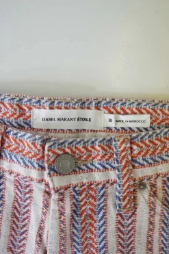 Blue and red textured cotton-blend pointed twill low-rise mini shorts