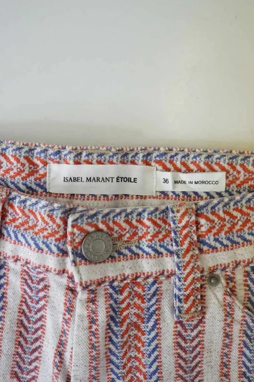 Blue and red textured cotton-blend pointed twill low-rise mini shorts