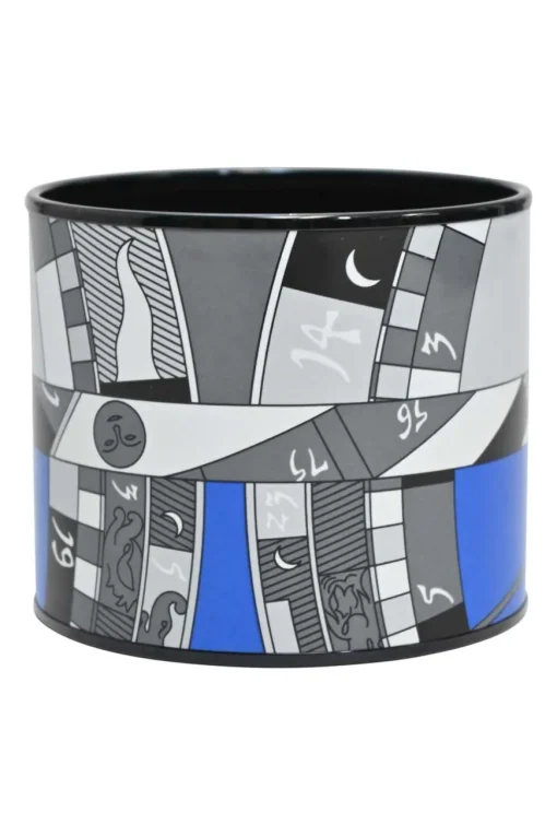Blue, black and white zodiac astrologic printed extra wide enamel cuff