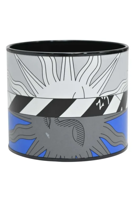 Blue, black and white zodiac astrologic printed extra wide enamel cuff