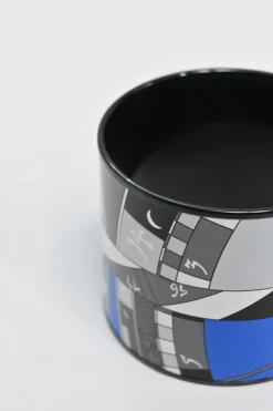 Blue, black and white zodiac astrologic printed extra wide enamel cuff