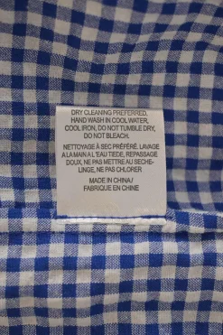 Blue cotton-blend gingham pull-on empire paperbag waist belted wide-leg trousers with lace-trimmed hem