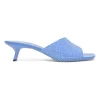Blue crystal-embellished Petal chiseled square-toe kitten-heel slide sandals