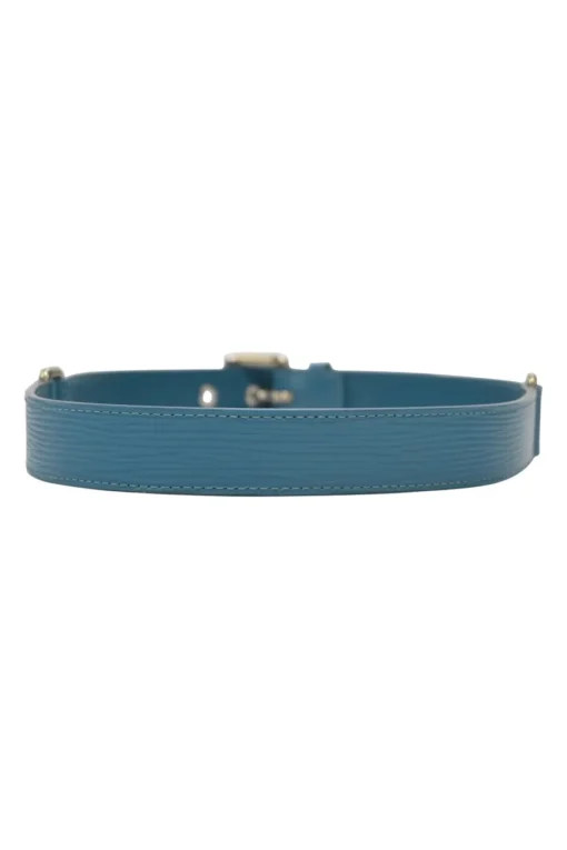 Blue Epi leather belt with silver-tone metallic buckle