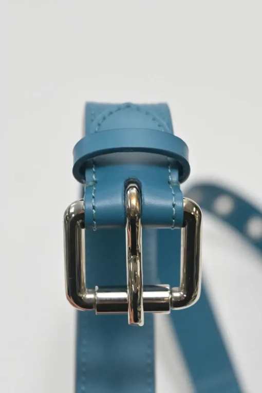 Blue Epi leather belt with silver-tone metallic buckle