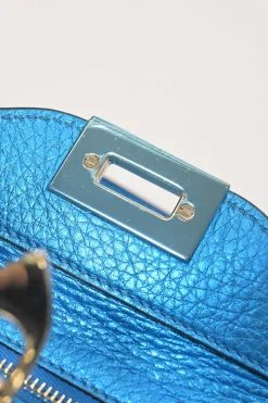 Blue foiled leather Rockstud tote