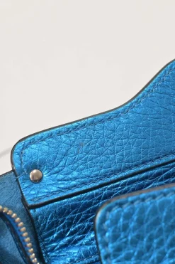 Blue foiled leather Rockstud tote