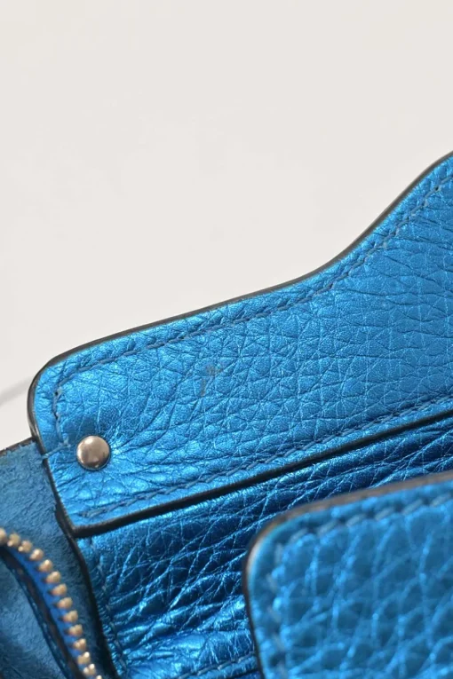 Blue foiled leather Rockstud tote