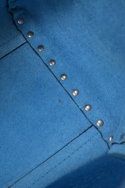 Blue foiled leather Rockstud tote