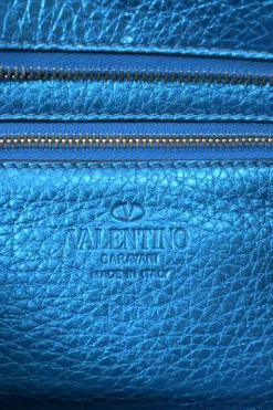 Blue foiled leather Rockstud tote
