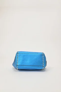 Blue foiled leather Rockstud tote